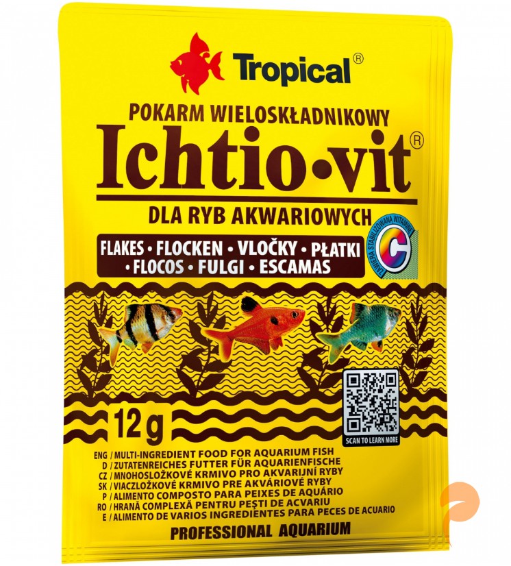 Фото1.Пластівці Ichtio-vit корм для всіх видів риб, 12г